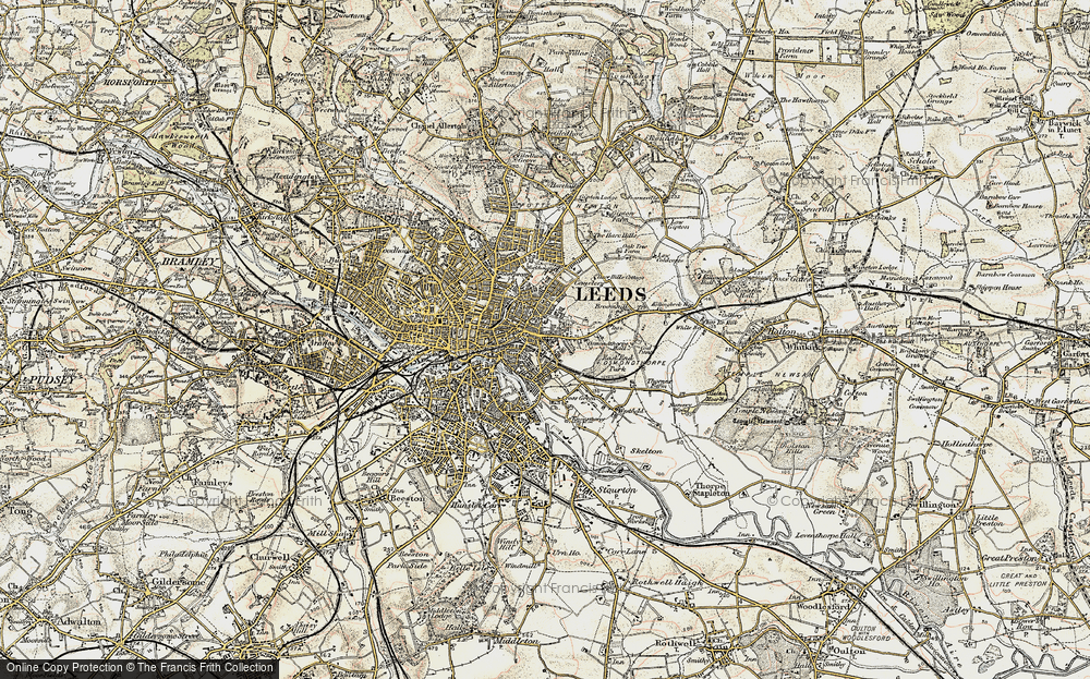 OLD ORDNANCE SURVEY MAP LEEDS SE 1906 HUNSLET RICHMOND HILL WELLINGTON STATION 