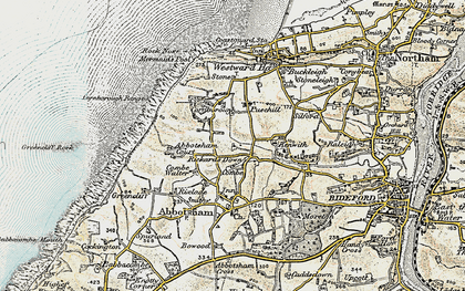 Old map of Abbotsham Court in 1900