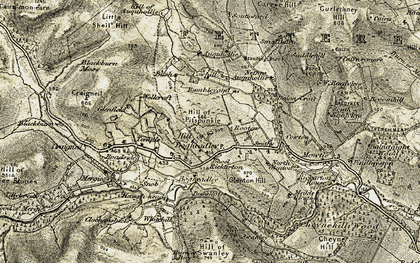 Old map of Tillybreak in 1908-1909