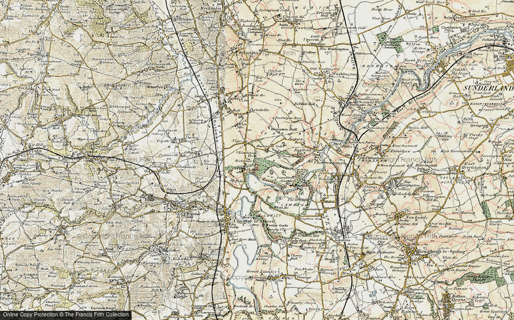 Old Map of Historic Map covering Picktree in 1901-1904