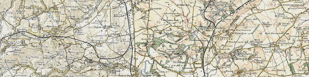 Old map of Picktree in 1901-1904