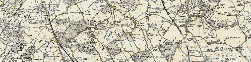 Old map of Ridge in 1897-1898