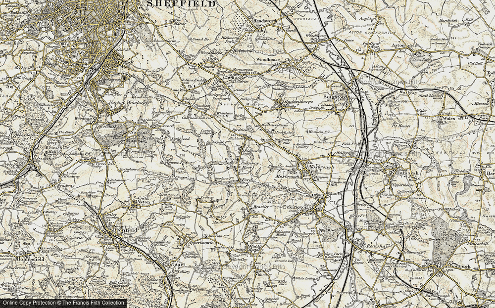 Old Map of Ridgeway Moor, 1902-1903 in 1902-1903