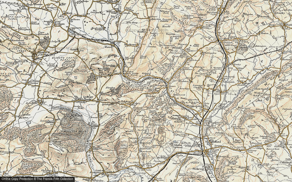 Old Map of Historic Map covering Horderley in 1902-1903