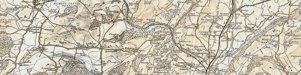Old map of Horderley in 1902-1903