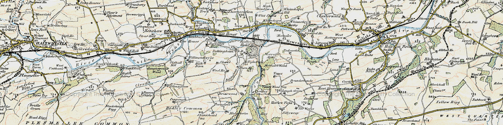 Old map of Allen Banks in 1901-1904