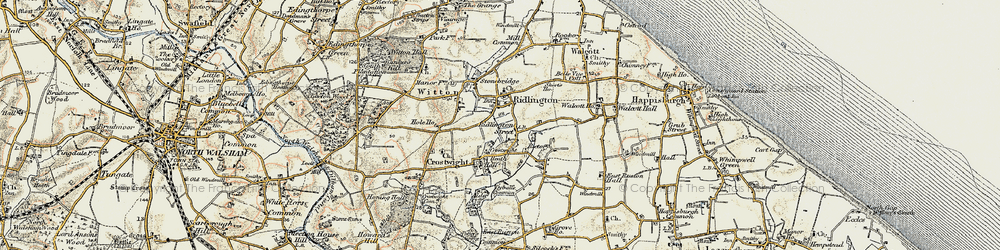 Old map of Ridlington in 1901-1902