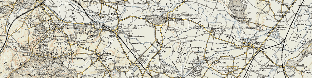 Old map of Bourne Brook in 1902