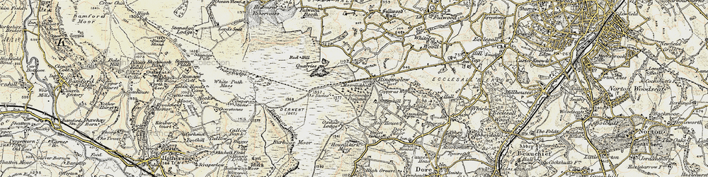 Old map of Burbage Moor in 1902-1903