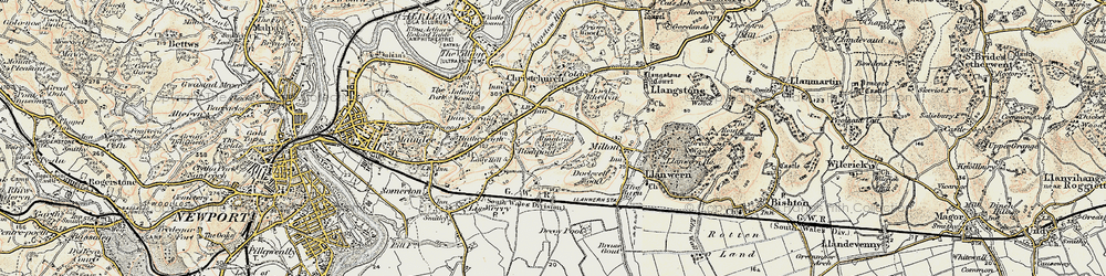 Old map of Ringland in 1899-1900