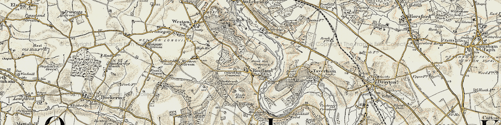 Old map of Ringland in 1901-1902