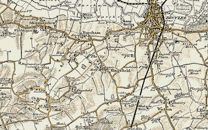Old map of Ringsfield in 1901-1902