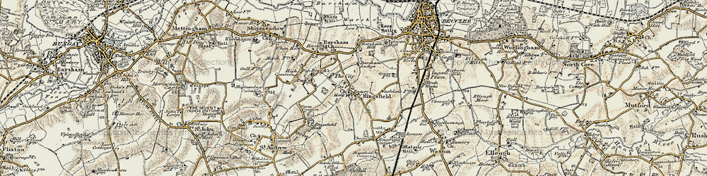 Old map of Barsham Hill in 1901-1902