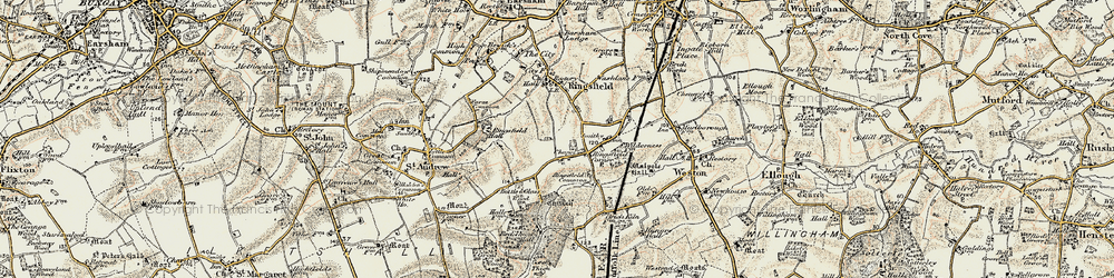 Old map of Ringsfield Corner in 1901-1902
