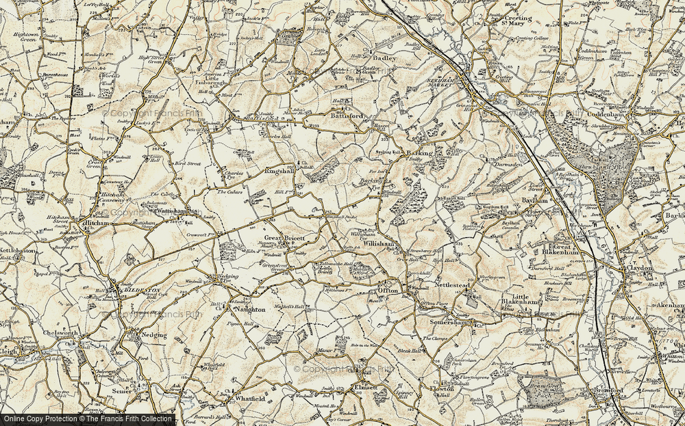 Old Map of Historic Map covering Bull's Ash Corner in 1899-1901