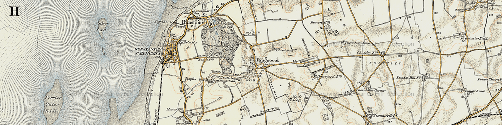 Old map of Ringstead in 1901-1902