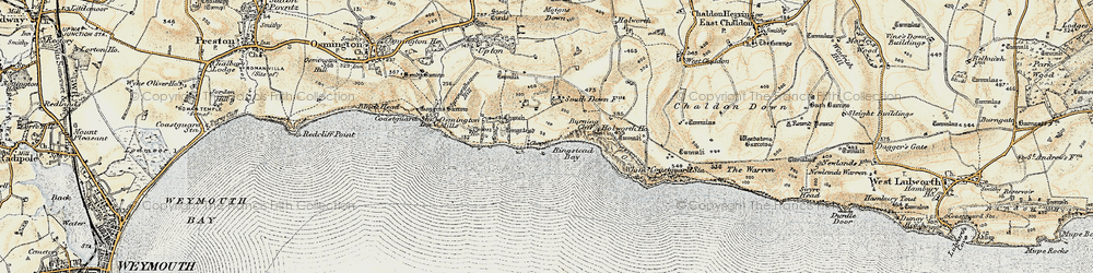 Old map of Ringstead Bay in 1899-1909