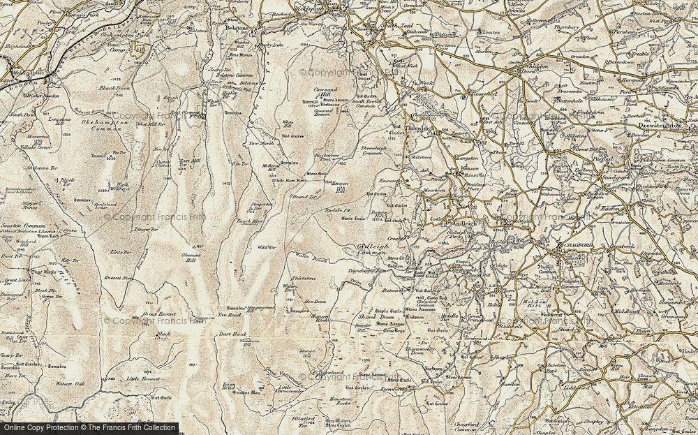 Old Map of Historic Map covering Tinner's Hut in 1899-1900
