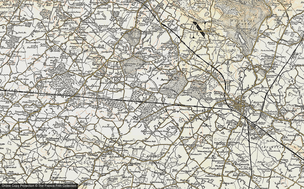 Old Map of Ripper's Cross, 1897-1898 in 1897-1898