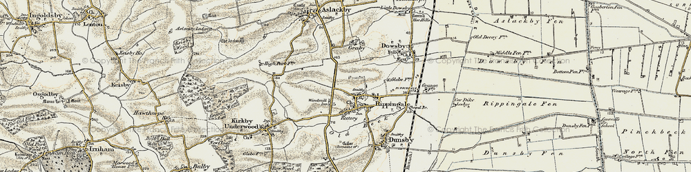 Old map of Rippingale in 1902-1903