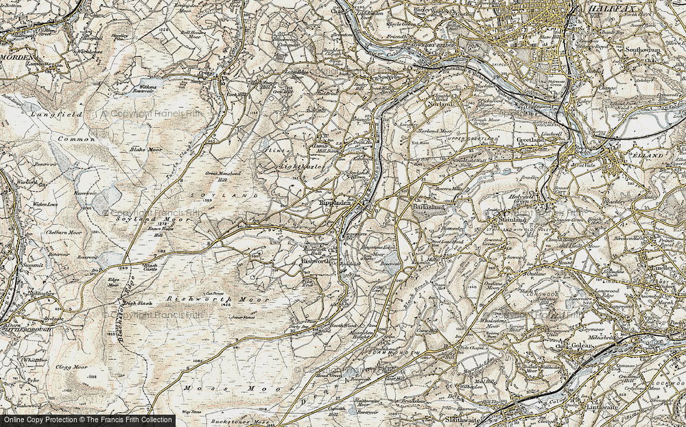 Old Map of Ripponden, 1903 in 1903