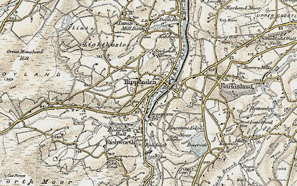 Old map of Ripponden in 1903
