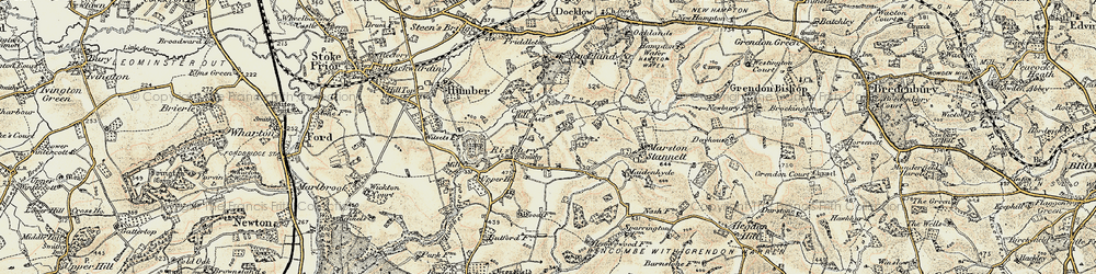 Old map of Risbury in 1899-1902