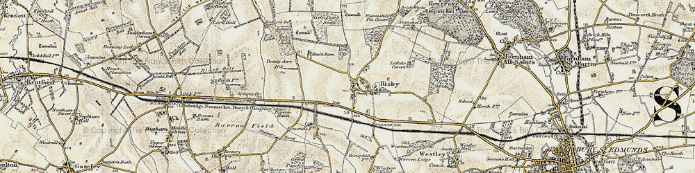 Old map of Risby in 1901