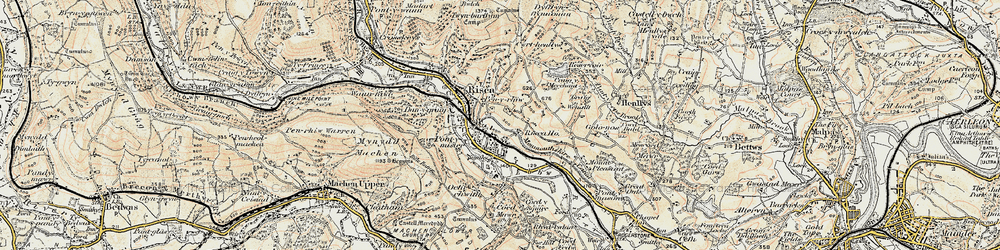 Old map of Risca in 1899-1900