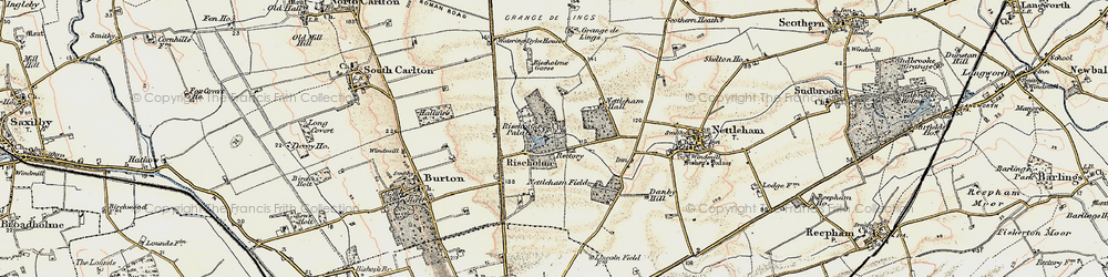 Old map of Riseholme in 1902-1903