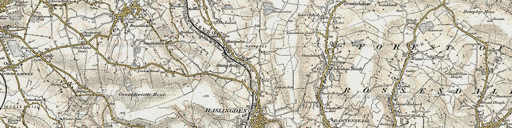 Old map of Rising Bridge in 1903