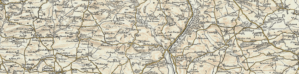 Old map of Yearlstone in 1898-1900