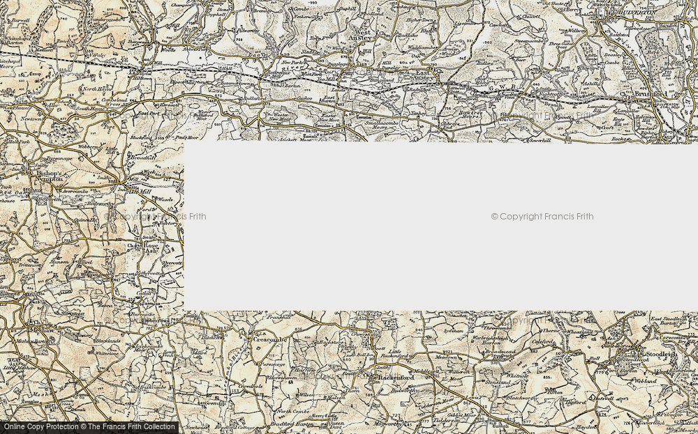 Old Map of Historic Map covering Bickham Moor in 1899-1900