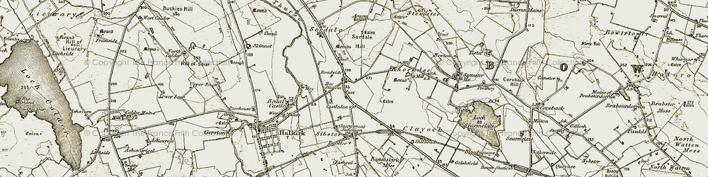 Old map of Achingills in 1911-1912