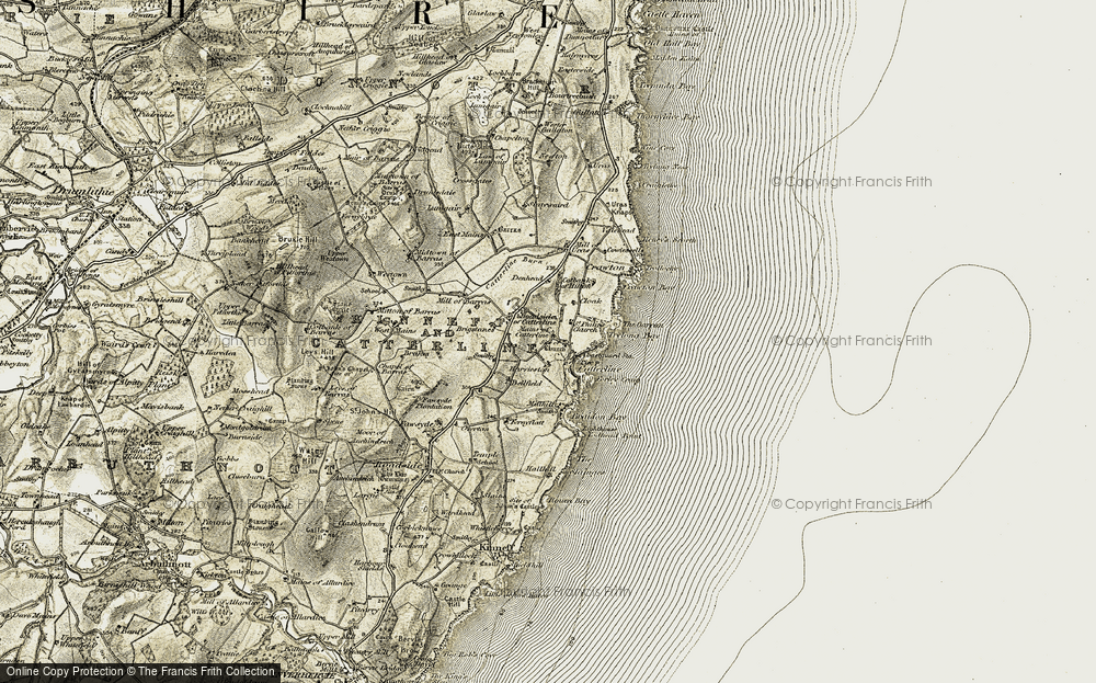 Old Map of Roadside of Catterline, 1908-1909 in 1908-1909