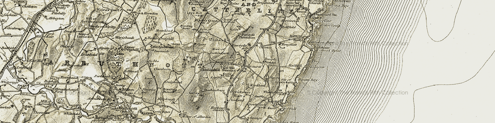 Old map of Roadside of Kinneff in 1908-1909