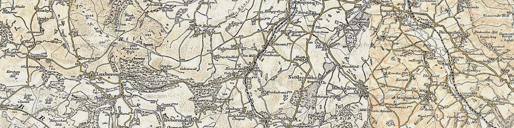 Old map of Roadwater in 1898-1900