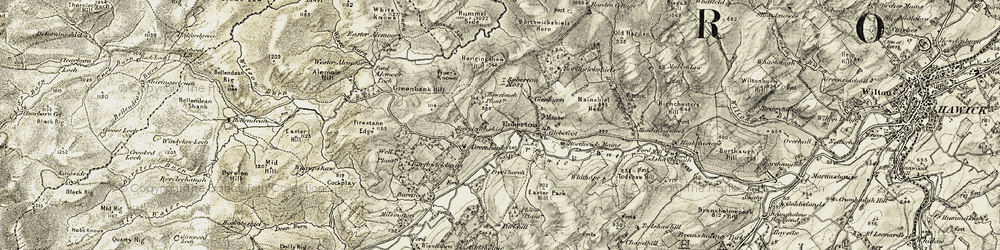 Old map of Borthwickshiels in 1901-1904