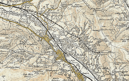 Old map of Abernant in 1899-1900