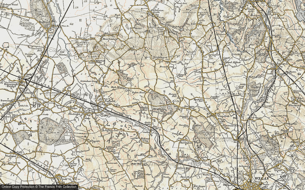 Old Map of Historic Map covering Boar's Den in 1903