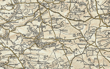 Old map of Thelbridge in 1899-1900
