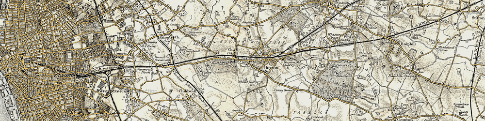 Old map of Roby in 1902-1903