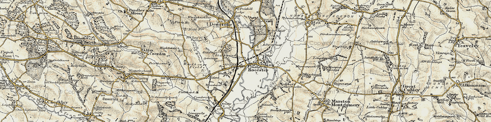 Old map of Rocester in 1902