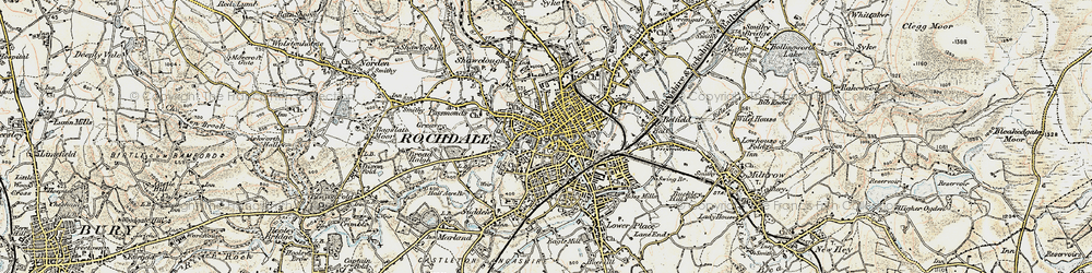 Old map of Rochdale in 1903