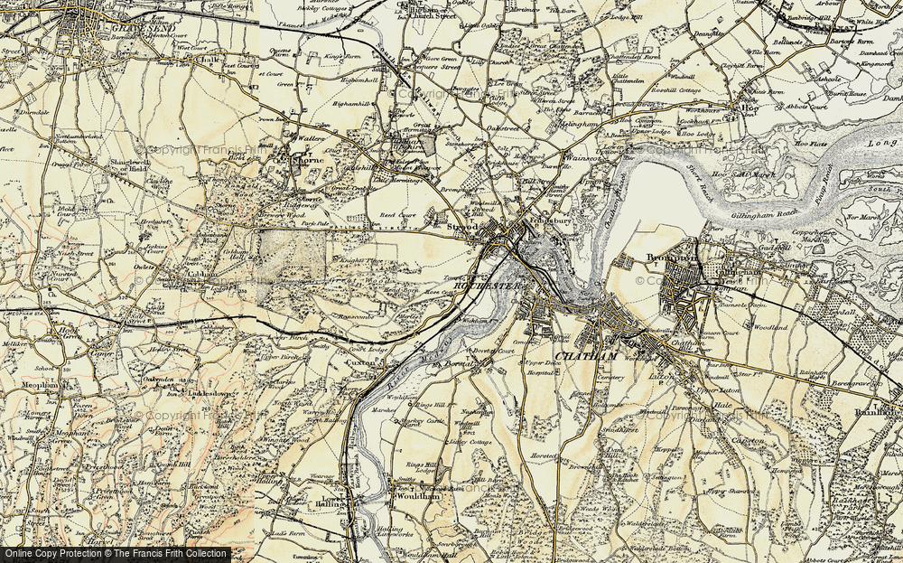 Old Map of Historic Map covering Bridge Reach in 1897-1898