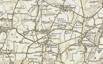 Old map of Rockland St Peter in 1901-1902