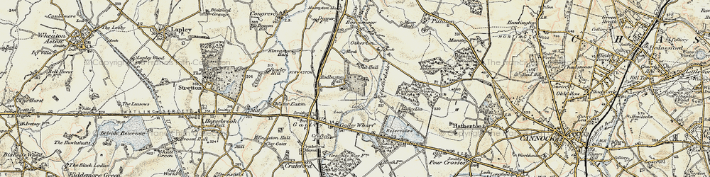 Old map of Rodbaston in 1902
