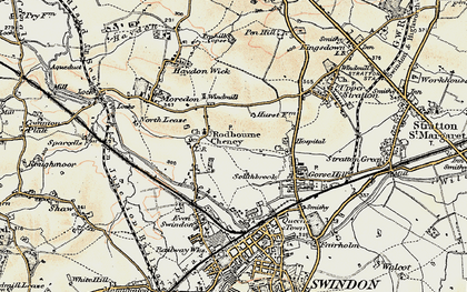 Old map of Rodbourne in 1898-1899