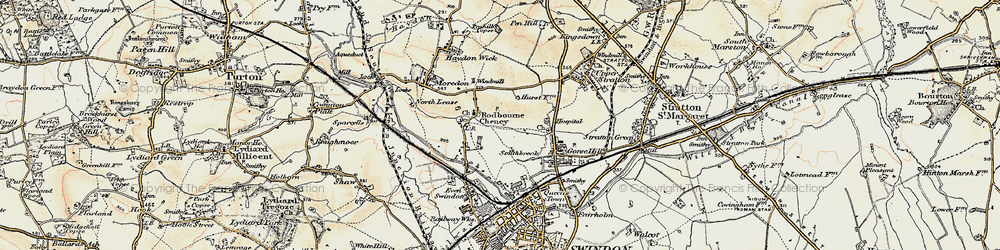 Old map of Rodbourne in 1898-1899