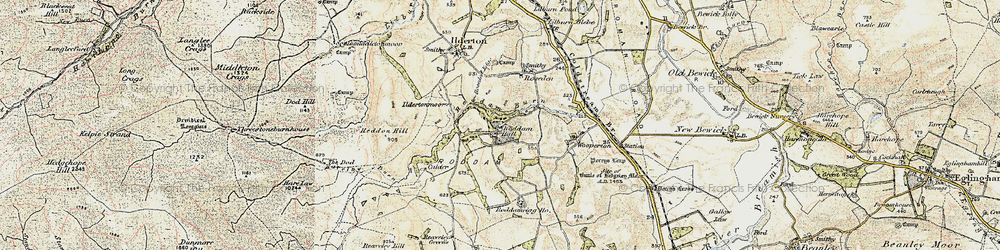 Old map of Roddam in 1901-1903